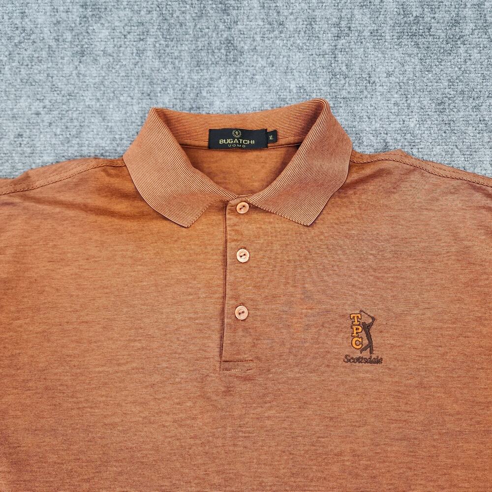 Bugatchi Uomo Shirt Mens XL Orange Polo TPC Scottsdale Golf Egyptian Cotton